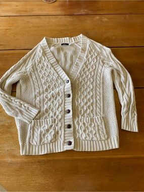 Academia Grandpa BDG Cream Cable-Knit Button Cotton-Blend Cardigan Small *Flaw